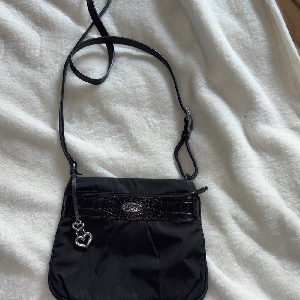 Brighton Black Crossbody Bag with Heart Charm
